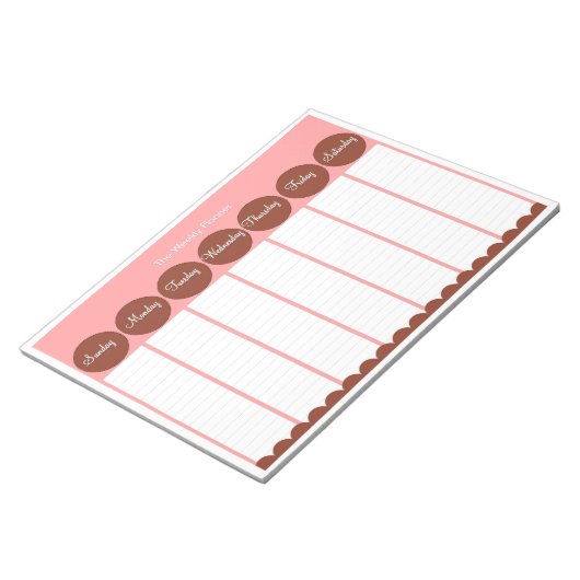 Bloc-note Planneur hebdomadaire du dimanche au samedi (Incliné)