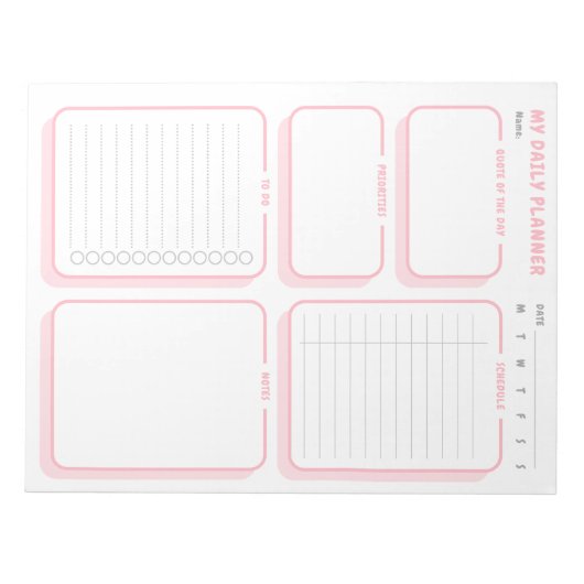 Bloc-note Planneur quotidien simple à blanc non daté personn (Devant)