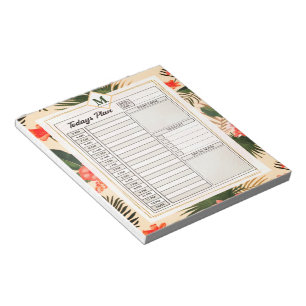 Bloc-note Plannificateur quotidien monogrammé de plantes tro