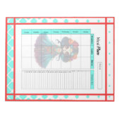 Bloc-note Plans de Repas Crâne de Sucre Roses Rouge Cyan (Devant)