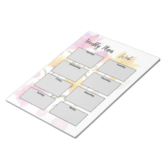 Bloc-note plans hebdomadaires minimalistes (Incliné)