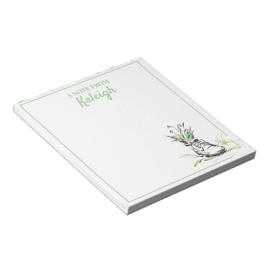 Bloc-note Planteur de chaussures bleu vert pour jardiner (Incliné)