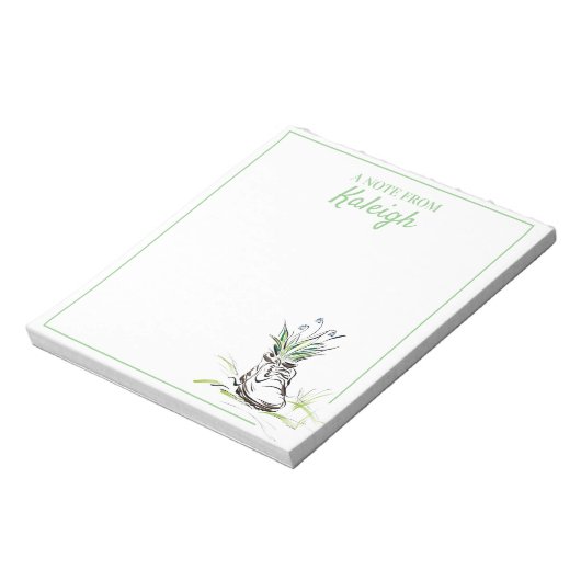 Bloc-note Planteur de chaussures bleu vert pour jardiner (Tourné)