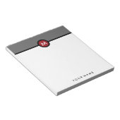 Bloc-note Plaque de note Monogramme moderne - noir/rouge/gri (Incliné)