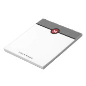 Bloc-note Plaque de note Monogramme moderne - noir/rouge/gri (Tourné)