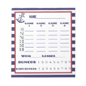 Bloc-note Plaque de pointage de Bunco Nautique (Devant)