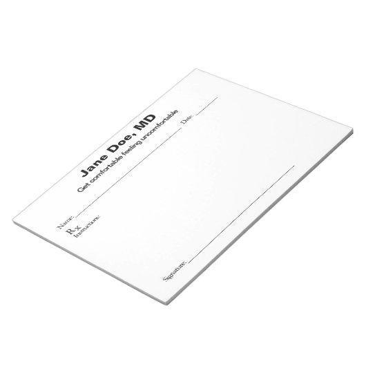 Bloc-note Plaque de prescription de plaisanterie (Incliné)