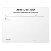 Bloc-note Plaque de prescription de plaisanterie (Devant)