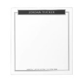 Bloc-note Plaque nominative noir et blanc de bordure moderne (Devant)