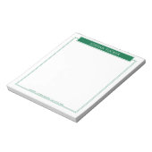 Bloc-note Plaque nominative vert foncé bordure moderne École (Tourné)