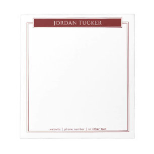 Bloc-note Plaque signalétique moderne bordeaux rouge bordure