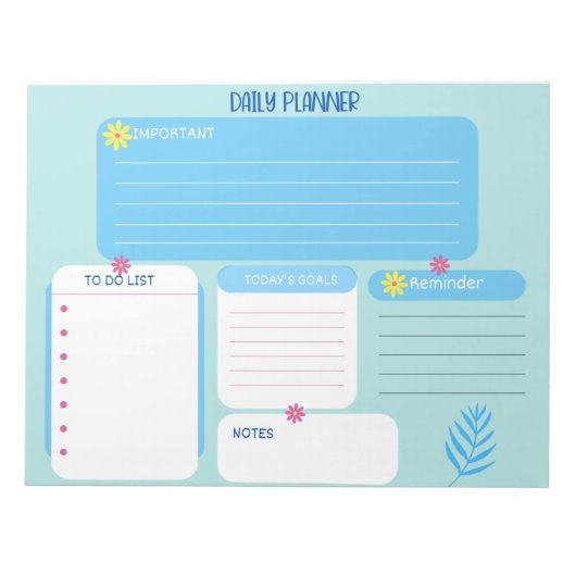 Bloc-note Plaques-notes florales bleues du planificateur quo (Devant)