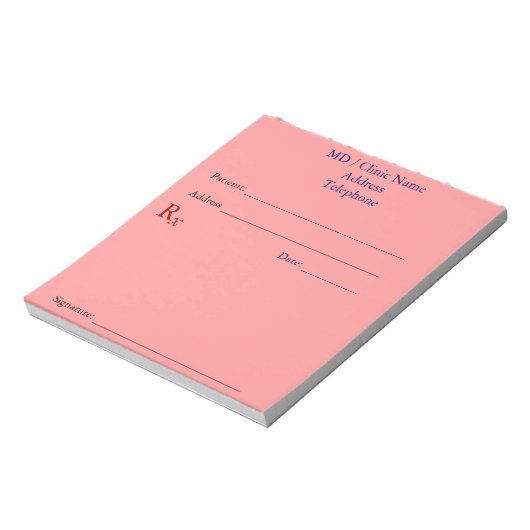 Bloc-note Plaquettes de prescription manuelles (rose pâle) (Tourné)