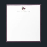 Bloc-note Plum d'ivoire moderne Bouquet de fleurs Cadre pour<br><div class="desc">Style moderne et élégant ivoire blanc et prune violet bouquet floral design avec bordure violette,  personnalisée avec nom,  bloc-notes. Le style et la couleur de la police de texte peuvent être customisés.</div>