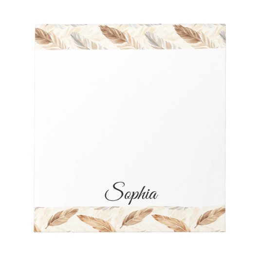 Bloc-note Plumes Brown à la crème chic (Devant)