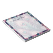 Bloc-note Plumes rose Peacock Nom personnalisé (Incliné)