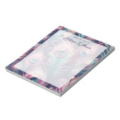 Bloc-note Plumes rose Peacock Nom personnalisé (Tourné)