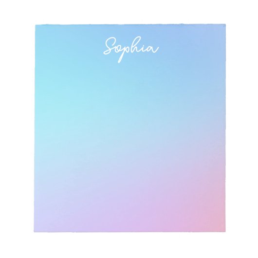 Bloc-note Plutôt bleu violet Ombré Personnalisé avec nom (Devant)