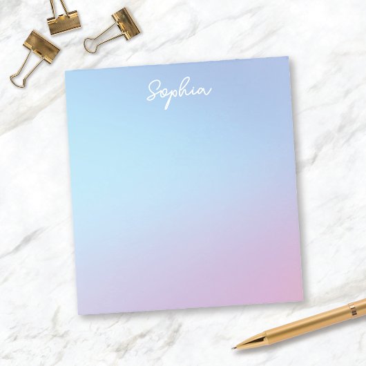 Bloc-note Plutôt bleu violet Ombré Personnalisé avec nom