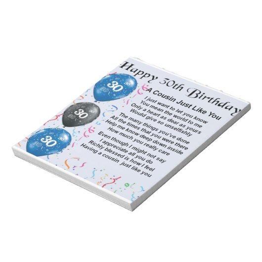 Bloc-note Poème Cousin 30e anniversaire (Tourné)