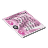 Bloc-note Poème Cousin - Rose - 60e anniversaire (Incliné)