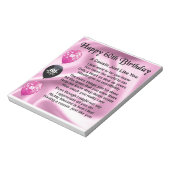 Bloc-note Poème Cousin - Rose - 60e anniversaire (Tourné)