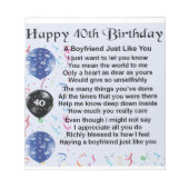 Bloc-note Poème de copain - 40e anniversaire (Devant)