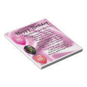 Bloc-note Poème de copine - Joyeux anniversaire (Incliné)