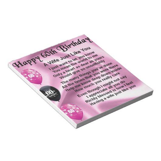 Bloc-note Poème de femme - 60e anniversaire (Incliné)