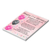 Bloc-note Poème de la fille en droit - 21e anniversaire (Tourné)