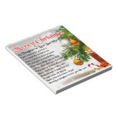 Bloc-note Poème de la fille en droit - Design de Noël (Incliné)
