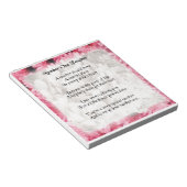 Bloc-note Poème de l'enseignant - Design de bord floral rose (Incliné)