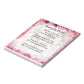 Bloc-note Poème de l'enseignant - Design de bord floral rose (Tourné)
