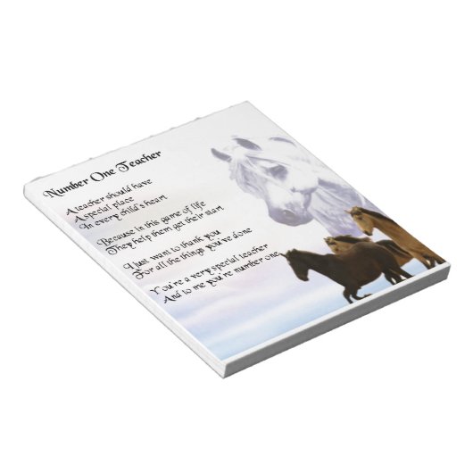 Bloc-note Poème de l'enseignant - Design de chevaux (Incliné)
