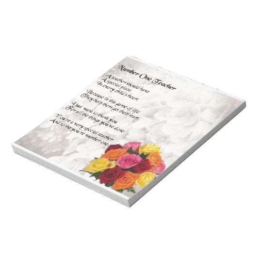 Bloc-note Poème de l'enseignant - Design de fleurs (Tourné)