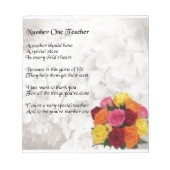 Bloc-note Poème de l'enseignant - Design de fleurs (Devant)