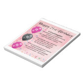 Bloc-note Poème de petite fille - 21ème anniversaire (Tourné)