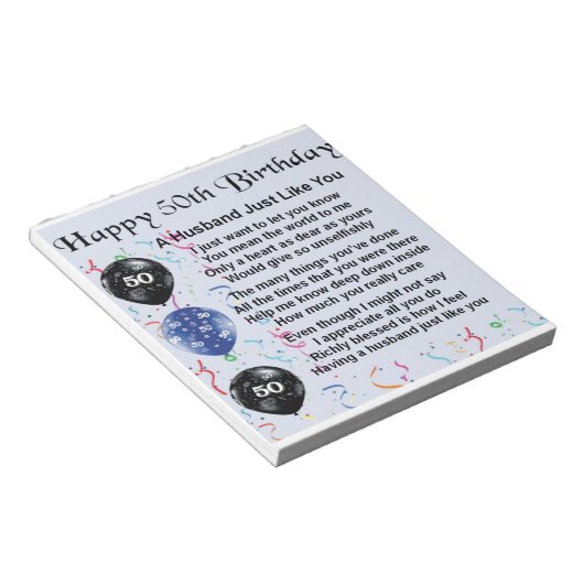 Bloc-note Poème du mari - 50e anniversaire (Incliné)