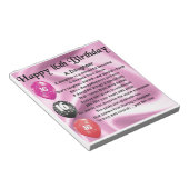 Bloc-note Poème fille 16e anniversaire (Incliné)