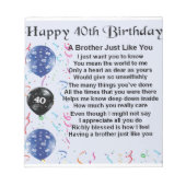 Bloc-note Poème frère 40e anniversaire (Devant)