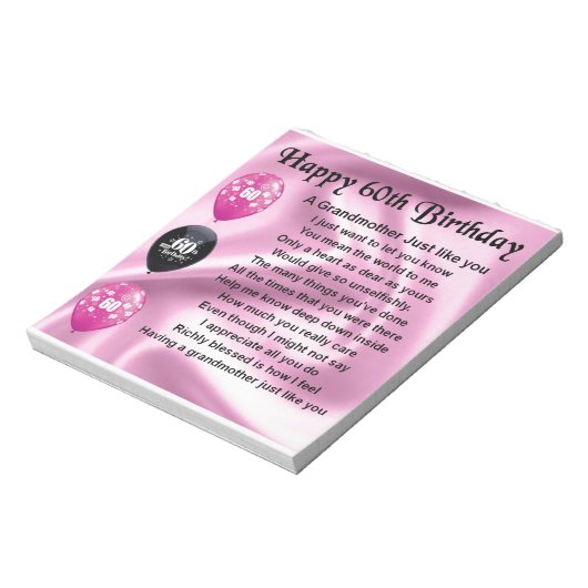 Bloc-note Poème grand-mère - 60ème anniversaire (Tourné)