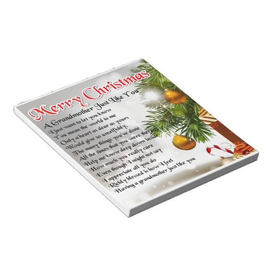 Bloc-note Poème grand-mère - Design de Noël (Incliné)