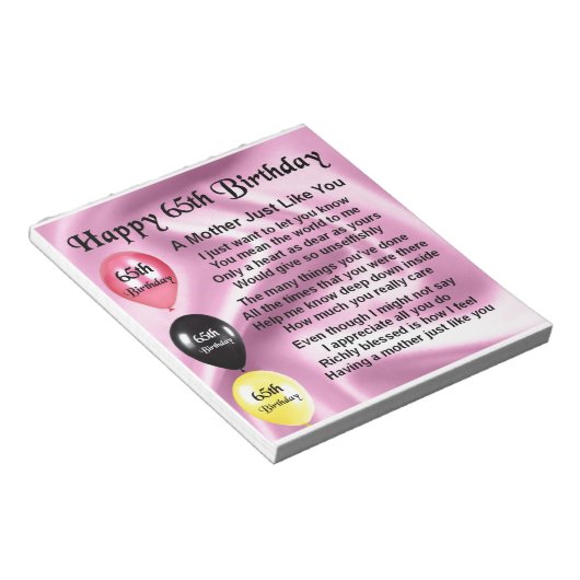 Bloc-note Poème mère - 65e anniversaire (Incliné)