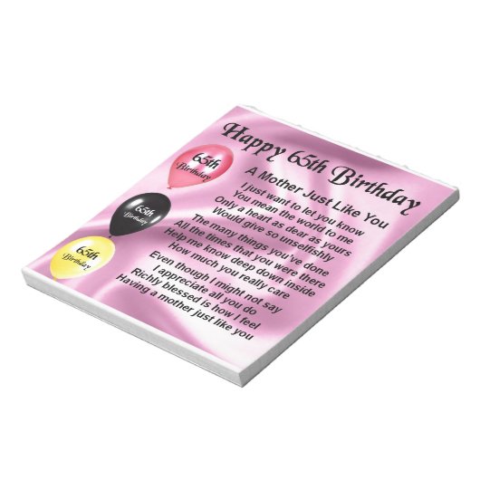 Bloc-note Poème mère - 65e anniversaire (Tourné)