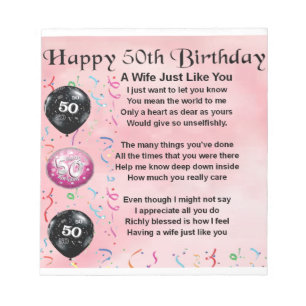 Bloc-note Poème pour femme - 50e anniversaire