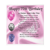 Bloc-note Poème soeur - 70e anniversaire (Devant)