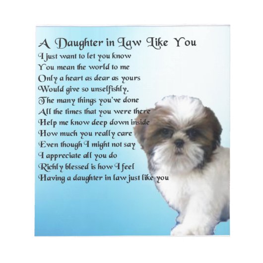 Bloc-note Poème sur la fille en droit - Design Shih-Tzu (Devant)
