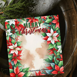 Bloc-note Poinsettia aquarelle Famille Noël de Noël