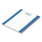 Bloc-note Pointe marine et blanche avec Monogramme vert (Tourné)