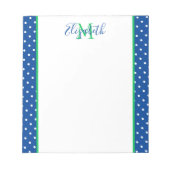 Bloc-note Pointe marine et blanche avec Monogramme vert (Devant)